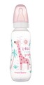 Canpol babies Lahvička s potiskem Žirafka 250 ml, růžová; růžová; plast