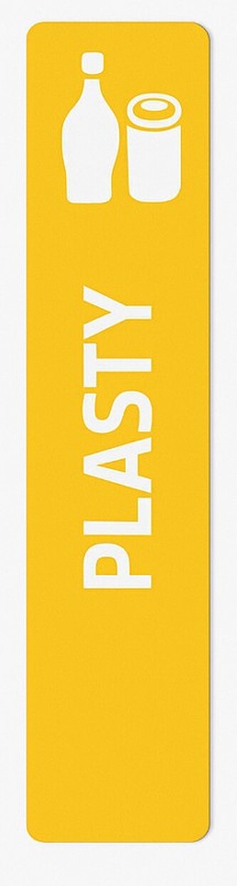Samolepka pro odpadkový koš na tříděný odpad TITAN - PLAST, žlutá, 17 x 95 cm