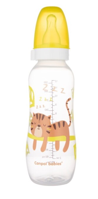 Canpol babies Lahvička s potiskem Tygřík 250 ml, žlutá; žlutá; plast