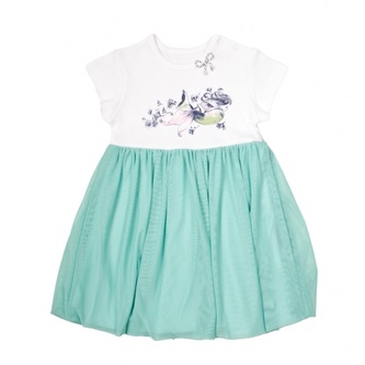 Dětské šaty Nicol, Mořská víla - zeleno/bílé, vel. 122; 122 (6-7r); bílá, zelená; Bavlna, polyester