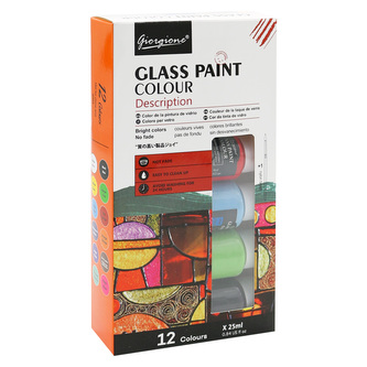 Barvy na sklo 25 ml, sada 12 barev Barvy na sklo 25 ml, sada 12 barev