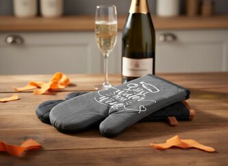 Kuchyňské bavlněné rukavice - chňapky WINE COUNTRY šedá/bílá 100% bavlna 19x30 cm