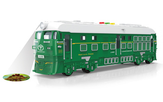 Vlak na setrvačník s efekty a projekcí zelený 33 cm