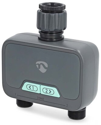 NEDIS chytrý zavlažovací systém/ regulátor průtoku vody/ Bluetooth/ rozsah 3 - 50 °C/ IP54/ Android/ iOS/ šedý