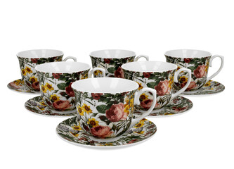 6 filiżanek ze spodkami SPRING (PVC)