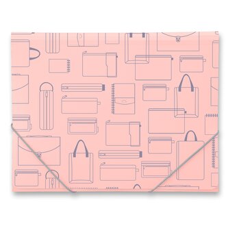 Tříchlopňové desky s gumou Foldermate Vintage A4 - růžová