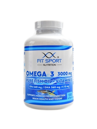 FitSport Nutrition - Omega 3 3000mg pure fish oil + vitamin E 150 softgels - Rybí olej FitSport Nutrition - Omega 3 3000mg pure fish oil + vitamin E 150 softgels - Rybí olej