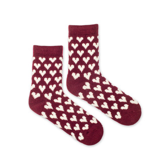 Dětské vlněné ponožky Vlnáč Srdce bordó Bordové L (31-34)