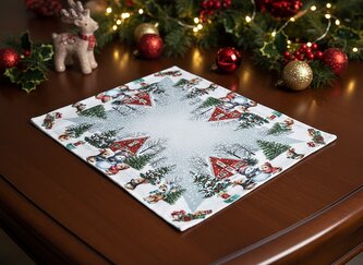 Vánoční dekorační ozdobný ubrousek SNOWMANS FRIENDS 32x45 cm Mybesthome