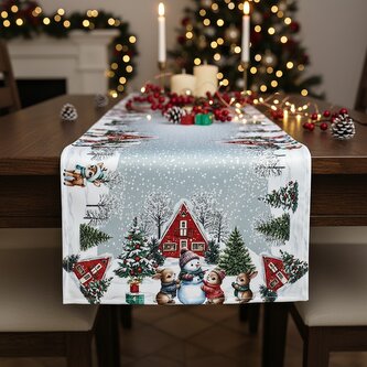 Vánoční ubrus - běhoun na stůl SNOWMANS FRIENDS 40x140 cm Mybesthome