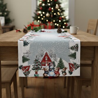 Vánoční ubrus - běhoun na stůl SNOWMANS FRIENDS 60x120 cm Mybesthome