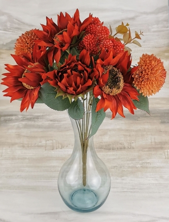 Umělá kytice slunečnice / chryzantémy 30 x 29 cm - červená Umělá kytice slunečnice / chryzantémy 30 x 29 cm - červená