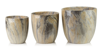 NEVA MARBLE Komplet 3 osłonek ceramicznych 30,5x30,5xh30,5/26x26x27/20,5x20,5x23 cm