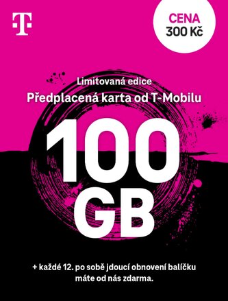 PŘEDPLACENÁ T-MOBILE TWIST STANDARD SIM KARTA - 300,- Kč - 100 GB DAT