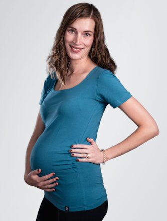Bobánek Těhotenské tričko krátký rukáv - Petrolejové - L