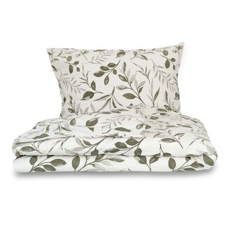 Prodloužené ložní flanelové povlečení 140x220, 70x90cm VĚTVIČKA zelená