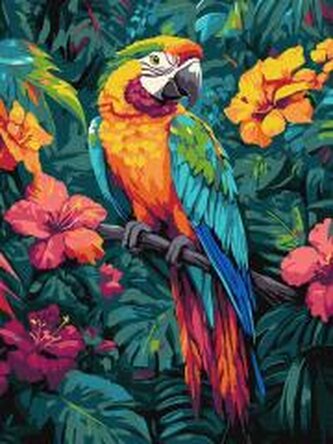 Malowanie po numerach - Tropikalny ptak 30x40cm