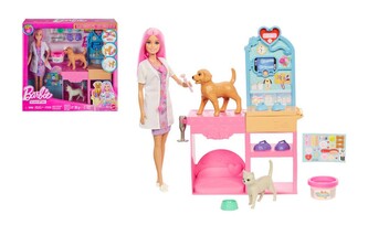 Barbie U weterynarza   gips dla zwierzaczków Lalka i akcesoria JFX93