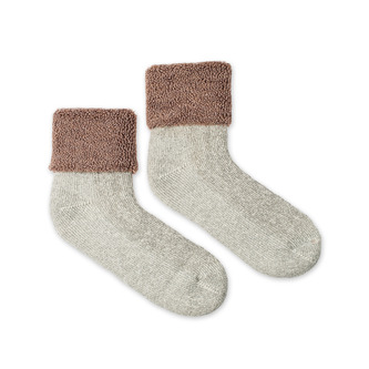 Vlněné ponožky Vlnáč Termo šedé, hnědý lem Hnědé S (35-38)