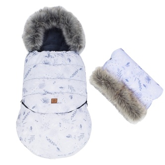 Zimní fusak COMBO 3v1 s kožešinkou + rukávník, Větvičky, 114 x 52 cm; šedá, grafit; polyester; 100 cm