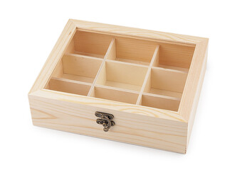 Dřevěná krabička se skleněným průhledem - 1 ks - přírodní