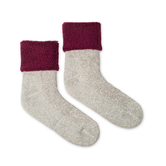 Vlněné ponožky Vlnáč Termo šedé, bordový lem Šedé M (39-42)