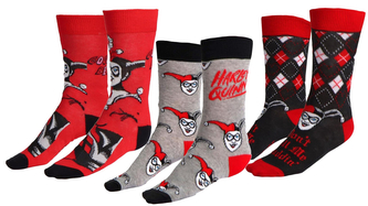 Dámské ponožky DC Comics|Harley Quinn: Postavy a nápisy balení 3 párů (EU 36-43)