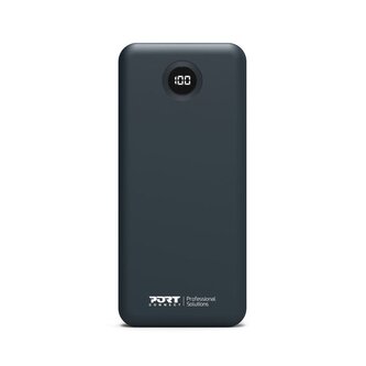PORT CONNECT powerbanka 10 000 mAh, vestavěné USB-C kabely, LCD displej, černá
