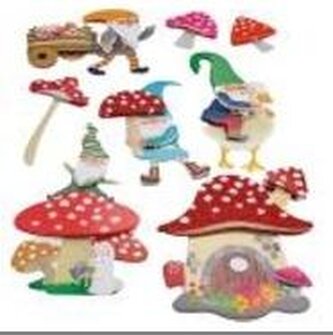 Dekoracje samoprzylepne papierowe 3D krasnale 8szt Dekoracje samoprzylepne papierowe 3D krasnale 8szt