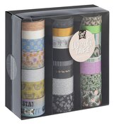 Dekorační lepicí páska - Washi pásky, 3m, 24ks v boxu (růžová)