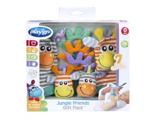 Playgro - Dárkový set chrastící ponožky a náramky Jungle Friends