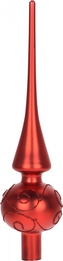 Skleněná špice na stromek 25x6 cm, červená matná