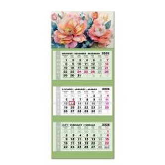 Kalendarz 2026 trójdzielny LUX gł. wypukła Kwiaty