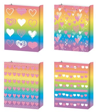 Dárková taška L - Duhová se srdíčky