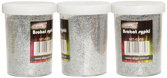 Brokat srebrny sypki 100g MT-6585, Aliga