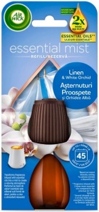Air Wick Essential Mist Refill Linen & White Orchid - Prádlo a bílá orchidej osvěžovač vzduchu náhradní náplň 20 ml