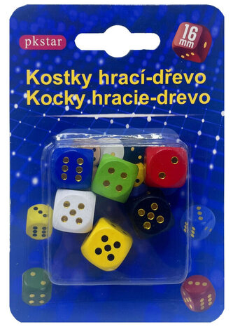 Hrací kostky dřevěné 1,6 cm 6 ks