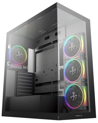 DEEPCOOL skříň CG580 4F V2 / ATX / 4x120mm ARGB fans / 2xUSB 3.0 / panoramatická / tvrzené sklo / černá