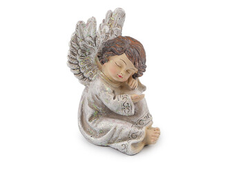 Dekorace anděl - 1 ks - béžovobílá zlatá