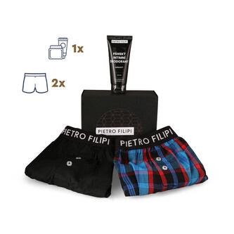 Pánská dárková sada 2PACK trenky a deodorant na intimní partie Pietro Filipi (3PGD1) L