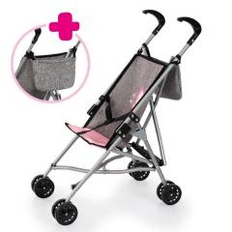 Wózek dla lalek z torbą szary