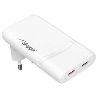 Akyga USB Nabíječka AK-CH-32 2x USB-C PD 5-20V / max. 3.25A 65W Quick Charge 4+ GaN