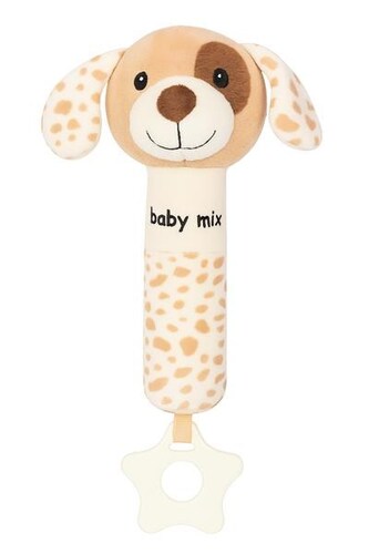 Dětská pískací plyšová hračka  Baby Mix pes hnědý