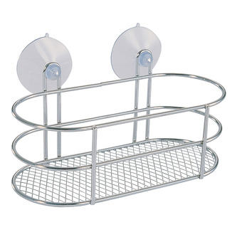 MSV oválná polička s přísavkami VENTOUSES, do koupelny, chromovaná ocel, PVC