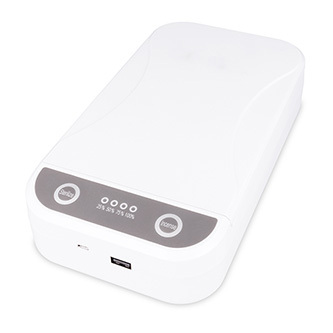 UV sterilizátor Powerton, pro telefony, sluchátka, brýle, klíče, šperky atd., až 6,5", 10 W, bílá, DOPRODEJ