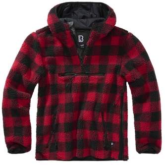 Bunda Brandit Teddyfleece Worker Pullover, červená/černá, 2XL