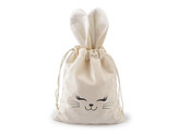 Dárkový pytlík zajíček 15x28 cm sametový - 10 ks - 1 krémová světlá