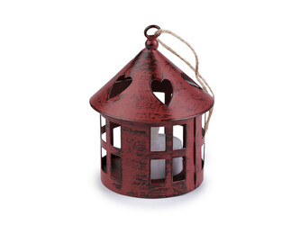 Kovová lucerna svítící k zavěšení - 1 ks - 5 červená tmavá