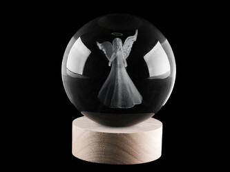 LED svítící skleněná koule Ø10 cm - 1 ks - 4 transparent anděl