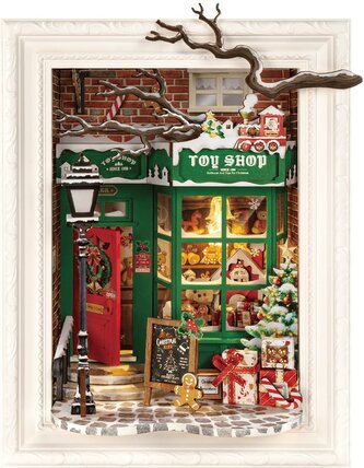 ROBOTIME Rolife DIY 3D dřevěné puzzle Santovo hračkářství s LED osvětlením 122 dílků